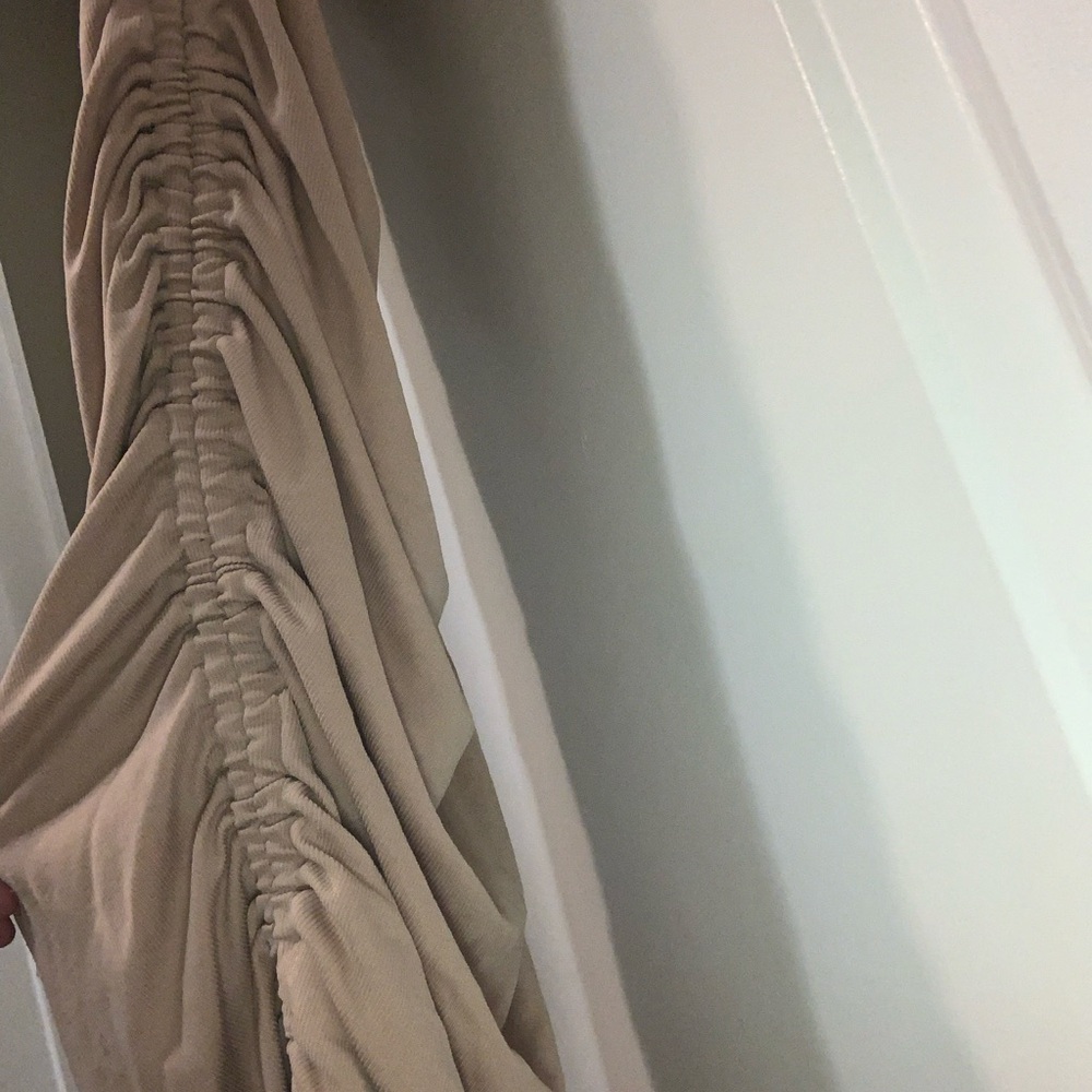 TAN RUCHED MINI DRESS - Picture 2 of 4